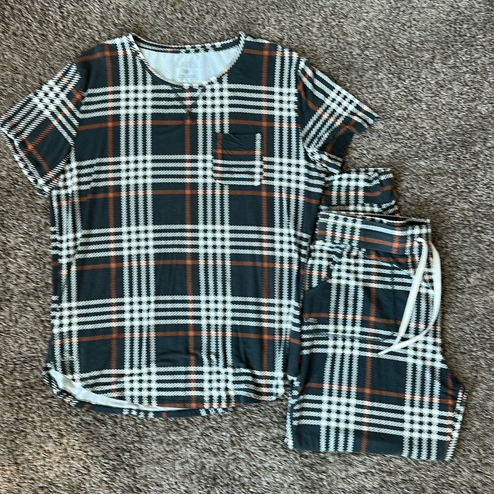 Lates by Kate Jam Pants Set Mocha Plaid XL